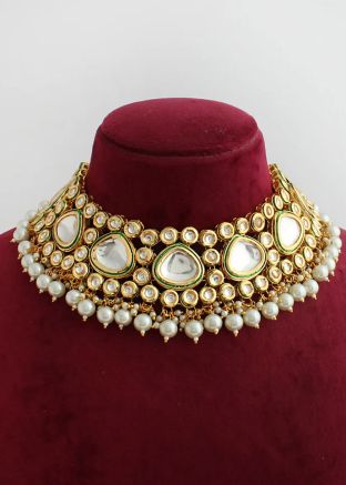Golden Kundan & Pearl Studded Choker 