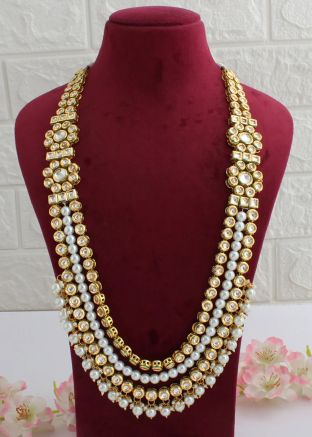 Golden Pearl Studded Multilayered Necklace