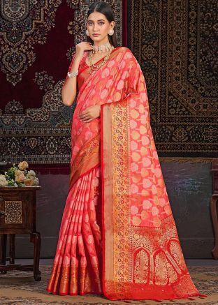 Red Zari Woven Banarasi Silk Saree