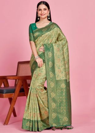 Green Woven Work Kanjivaram Silk Saree