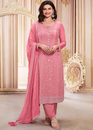 Pink Prachi Desai Sequins Embroidered Salwar Suit