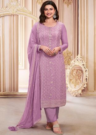 Purple Prachi Desai Embroidered Salwar Suit Set