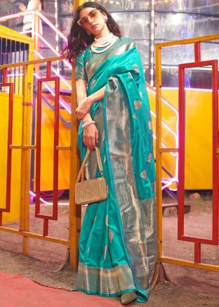 Green Zari Woven Saree In Silk