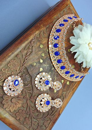 Blue Stone Studded Necklace Set