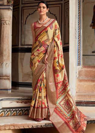 Multicolor Viscose Saree In Print