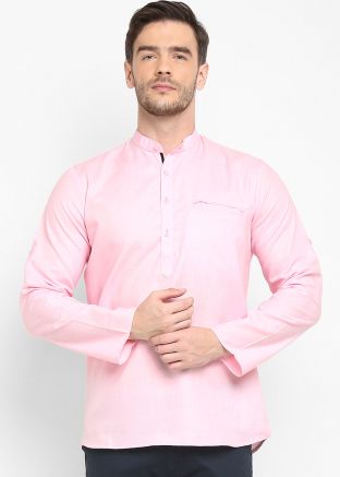 Readymade Pink Viscose Short Kurta