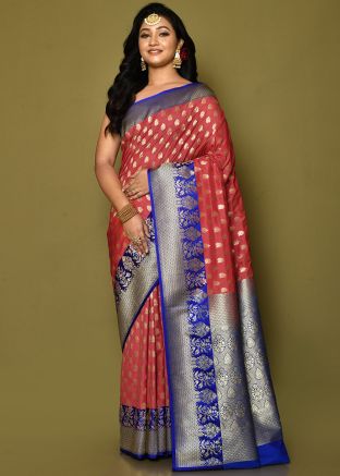 Red Zari Woven Saree In Banarasi Silk