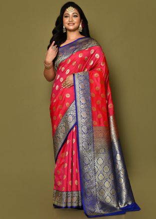 Red Zari Woven Saree In Banarasi Silk