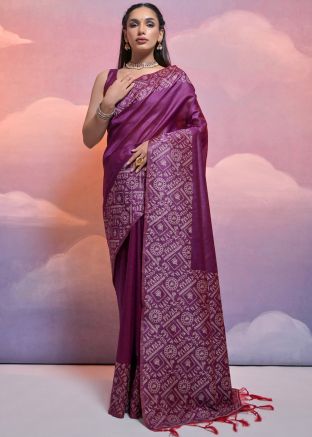 Art Silk Woven Work Saree In Wine