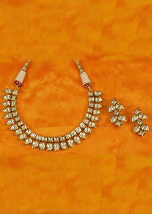 White Kundan Work Necklace Set