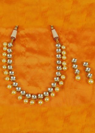 Yellow Kundan Studded Necklace Set