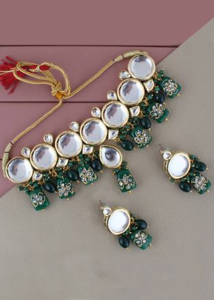 Green Kundan Choker Necklace Set