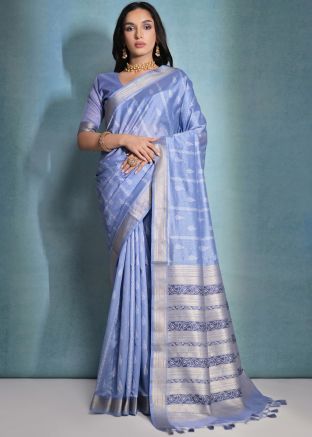 Blue Zari Woven Art Silk Saree