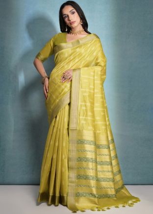 Green Woven Saree In Art Silk