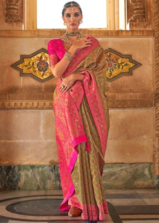 Green Zari Woven Saree In Silk