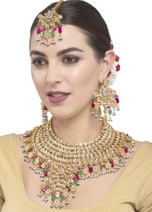 Multicolored Kundan Studded Necklace Set