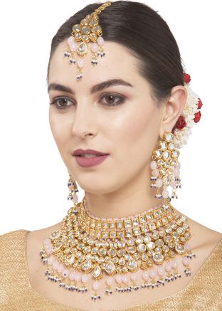 White Kundan Work Necklace Set