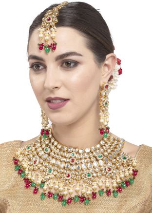Multicolor Studded Bridal Necklace Set