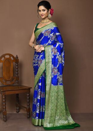 Royal Blue Zari Woven Silk Saree
