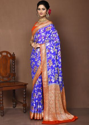Blue Zari Woven Saree