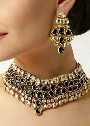 Green & White Kundan Necklace Set