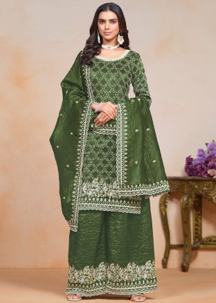 Green Embroidered Salwar suit Set