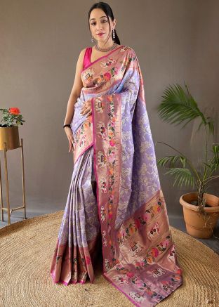 Purple Art Silk Zari Woven Saree
