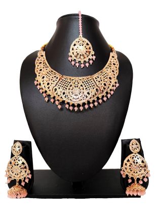 Golden Stone Studded Necklace Set