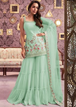 Green Embroidered Salwar Suit Set