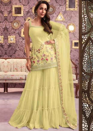 Yellow Embroidered Salwar Suit Set