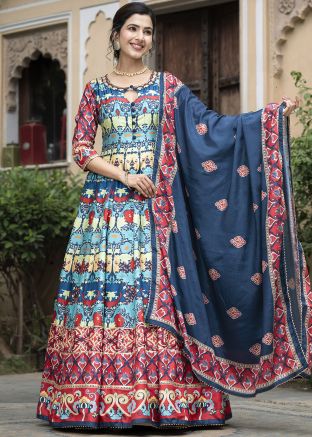 Multicolor Digital Printed Anarkali Suit With Dupatta
