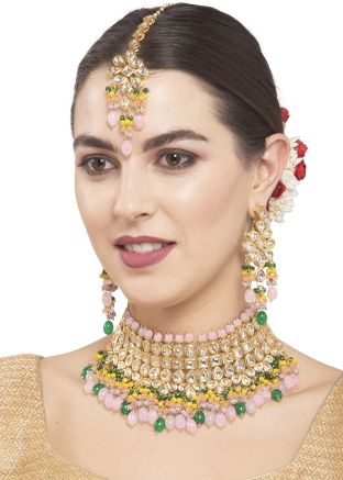 Multicolor Kundan Studded Necklace Set