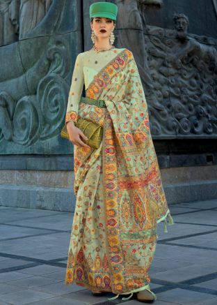Light Green Woven Work Saree