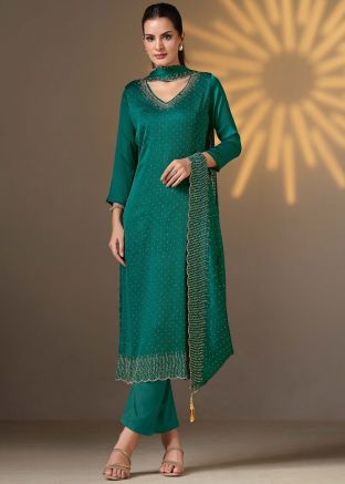 Green Stone Work Salwar Suit Set