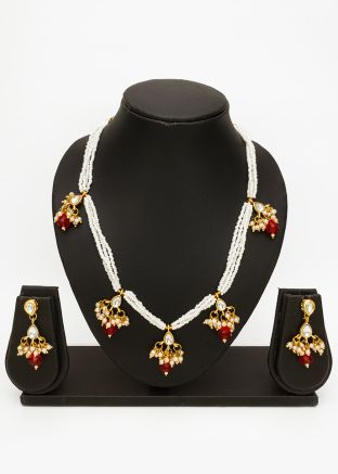 Pink Beaded Necklace Set