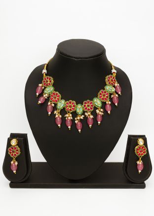Multicolored Kundan Studded Necklace Set