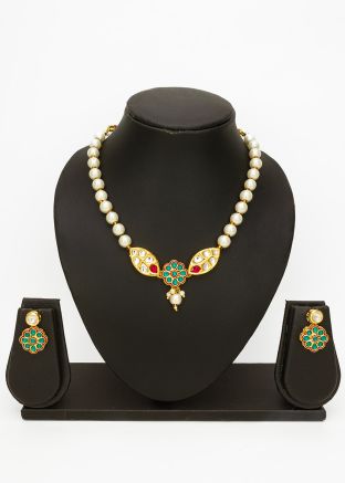 Blue Kundan Work Necklace Set