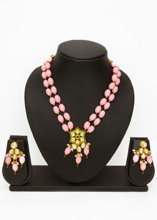 Pink Beaded Necklace Set