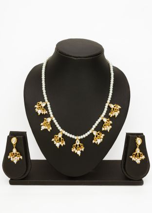 White Beads Work Necklace Set