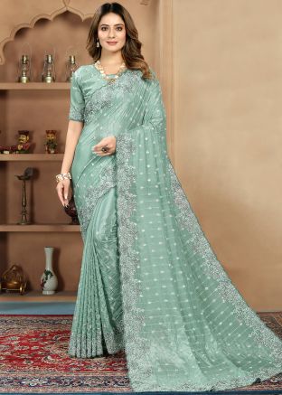Gree Embroidered Saree In Net