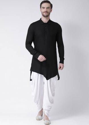 Readymade Mens Dhoti With Asymmetric Cotton Kurta