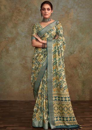 Multicolor Printed Saree In Art Silk