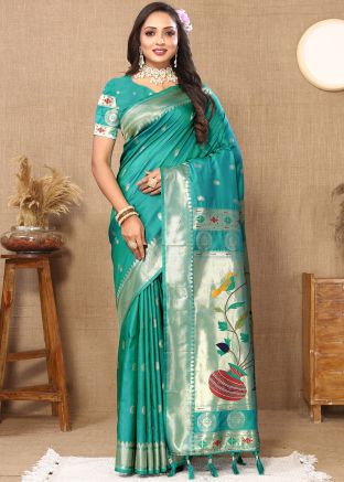 Green Zari Woven Saree In Silk