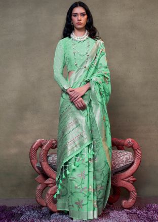 Green Woven Pallu Cotton Saree