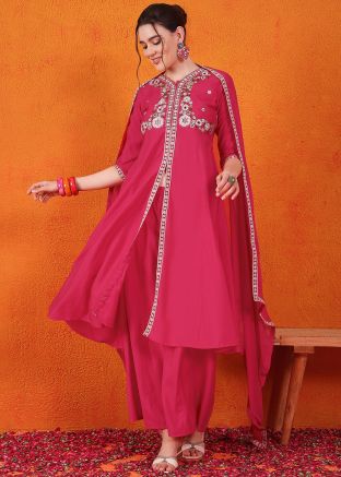 Pink Embroidered Salwar Suit Set
