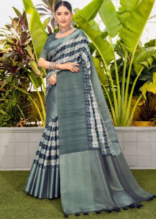 Multicolored Printed Saree In Art Silk