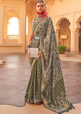 Green Viscose Silk Saree In Woven Work