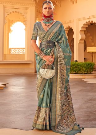Green Woven Work Viscose Silk Saree