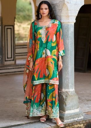 Green Embroidered Salwar Suit Set