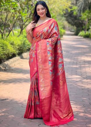 Multicolor Art Silk Zari Woven Saree 